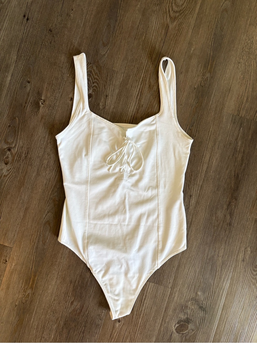 Women’s Abercrombie & Fitch Cream Lace-Up One-Piece Bodysuit